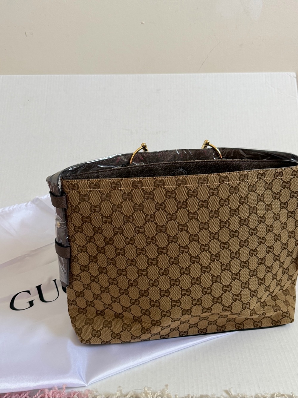 Brown Monogram Canvas Tote with Leather Trim
